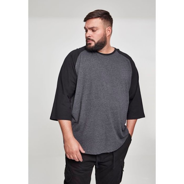 T-paita - Kaupunkimalli - Raglan - 3/4-hihat - Väri valkoinen/musta - Regular-malli vit svart XL