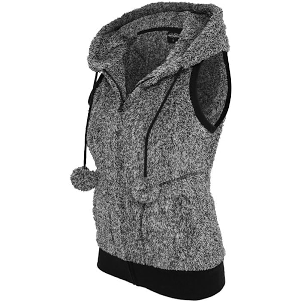 Veste til kvinder - Urban Classics - Teddy melange - Uden ærmer - Justerbar hætte - 2 lommer sort hvid M
