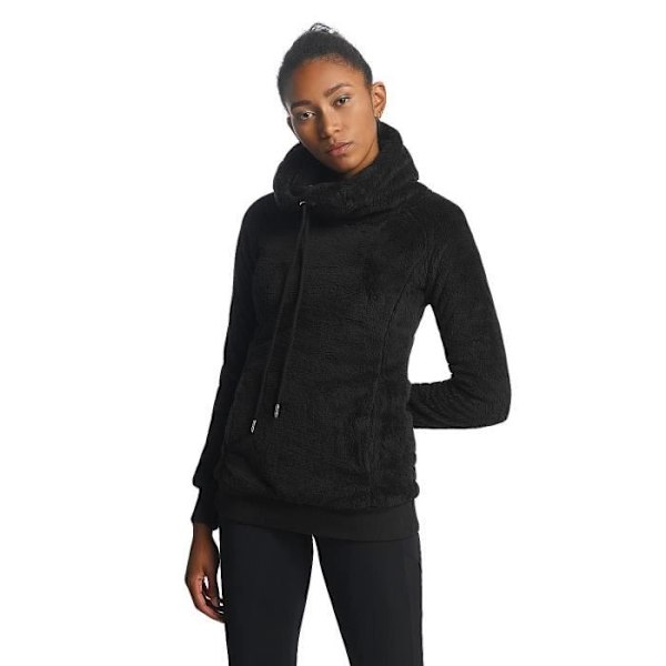 Urban Classics Dame Sweater / Hættetrøje Lang Teddy Svart XS