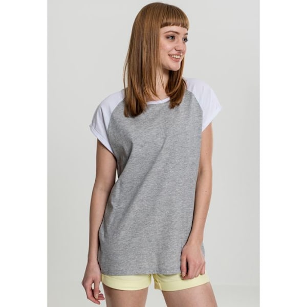 T-shirt dam - Urban Classic - Raglan kontrast - Grå/vit - Korta ärmar - Loose fit grå vit XL