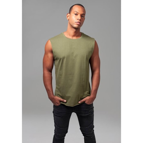 T-shirt - URBAN CLASSICS - Open Edge - Oliven - 100% Bomuld - Uden Ærmer oliv M