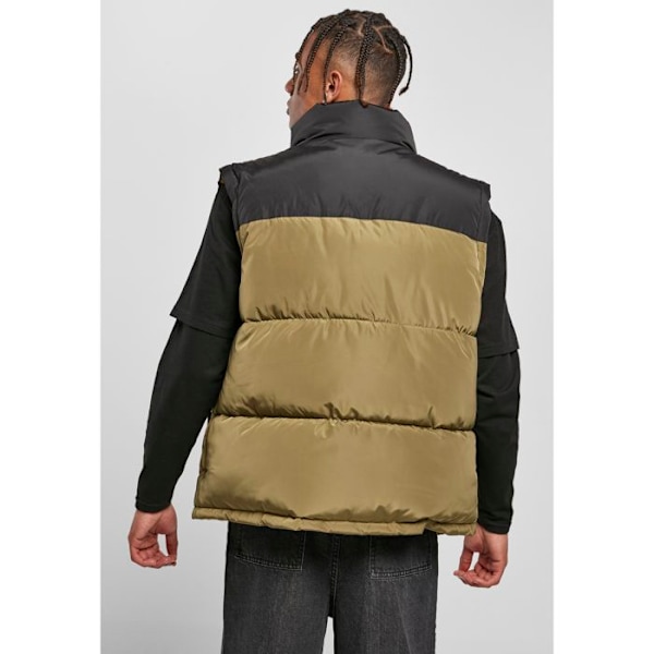 Jakke - Urban Classics - Block Puffer - Sort/Oliven Grøn - Polyester - Mand svart/olivgrön M