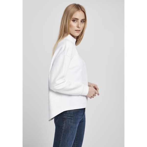 Sweatshirt Dam - Urban Classics - Oversized Hög Krage - Stora Storlekar - Långa Ärmar - Vit Vit XXL