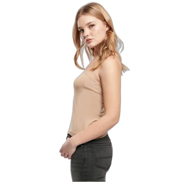 T-shirt dam - Urban Classics - Asymmetriska långa ärmar - Beige - V-ringning - Slimmad Beige S