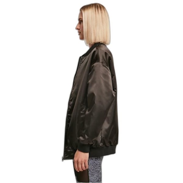 Urban Classics Oversized Satin Bomberjacka för kvinnor - svart - M Svart M