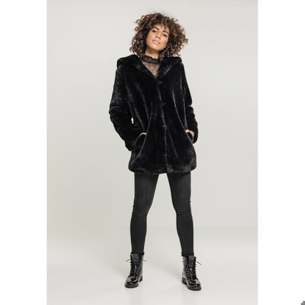 Manteau med hætte - Urban Classics Dame - Sort - Hætte - Kølige Dage sort S