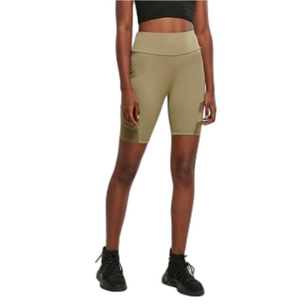 Urban Classics Tech Mesh shorts med hög midja för kvinnor - khakigrön - M Grön khaki M