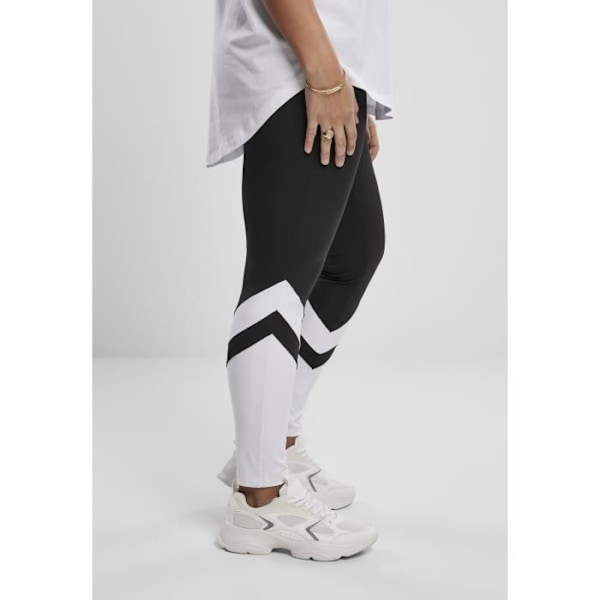 Naisten legginsit - Urban Classics - Arrow High Waist - Musta/Valkoinen - Suuret Koot Sort hvid XXXXXL