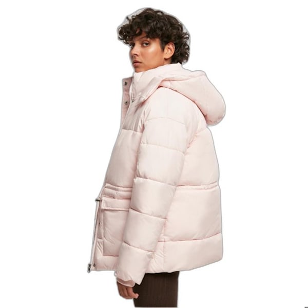 Doudoune dam - Urban Classics - Figursydd - Huva - Sidelommer - Taffeta-foder rosa S