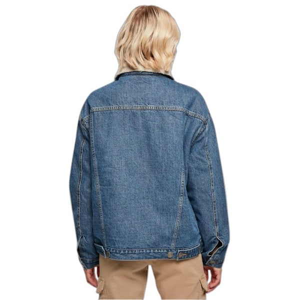 Jeansjakke - Urban Classics - Oversized - Sherpa-krave - Blødt foder - Dame marinblå jag