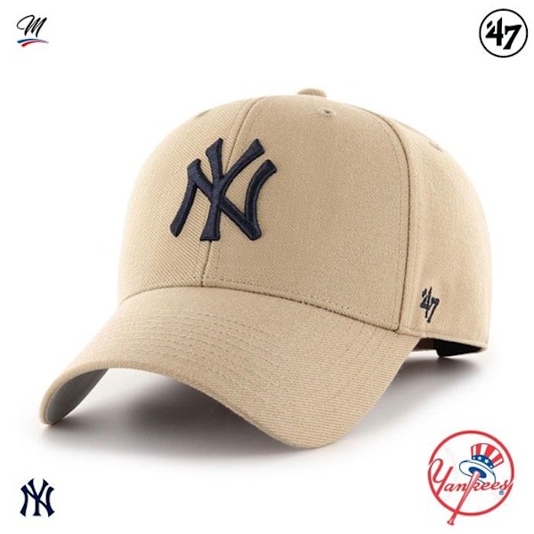 Casquette Relaxed Fit - 47 Brand - MVP New York Yankees - Beige - Justerbar - Efterår/vinter khaki beige