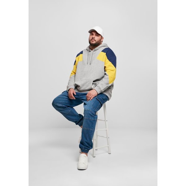 Oversize 3-tone hættetrøje fra Urban Classics (store størrelser) grå/ljusbrun/mörkblå XXXL