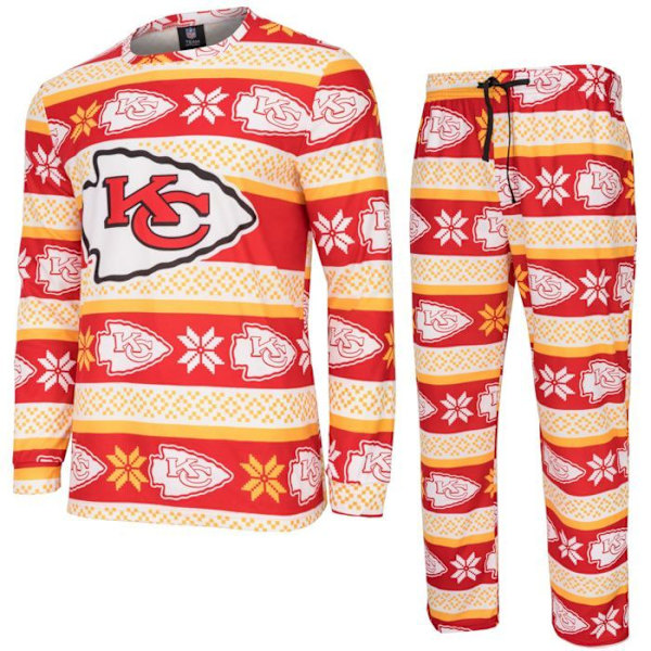 NFL-hold Vinter JULE Pyjamas Sæt skjorte og bukser Kansas City Chiefs S
