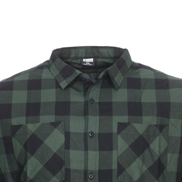 Stribet skjorte - Urban Classics - Grøn og Sort - Lange ærmer - Klassisk krave - 100% Bomuld Svart, grön XXXXL