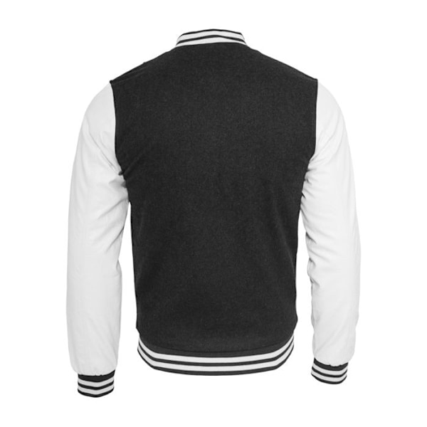 Teddyjakke - Urban Classics - Oldschool - Uld - Ærmer i kunstlæder - Tætsiddende svart vit S