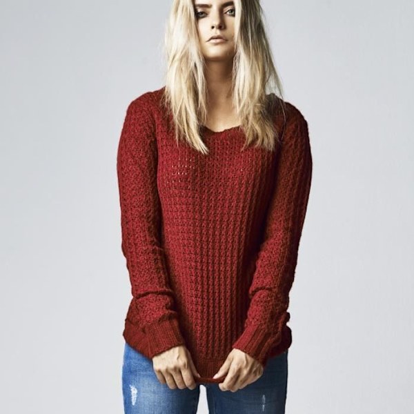 Sweater - Urban Classics - LANG VID HALS - Burgunder - 100% Akryl - Kvinde Röd M