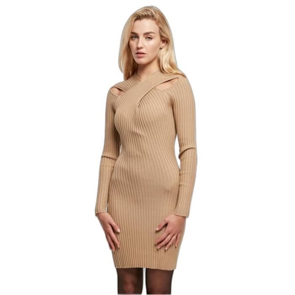 Ribbitävä vekotettu naisten mekko Urban Classics - bége - S Beige XL