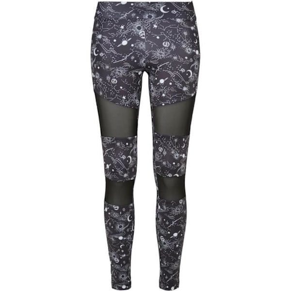 Urban Classics Tech Mesh AOP leggings för damer - svarta - M Svart XS