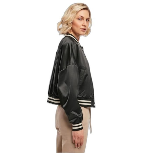 Urban Classics College Damjacka i oversize satin Cropped - Svart - S