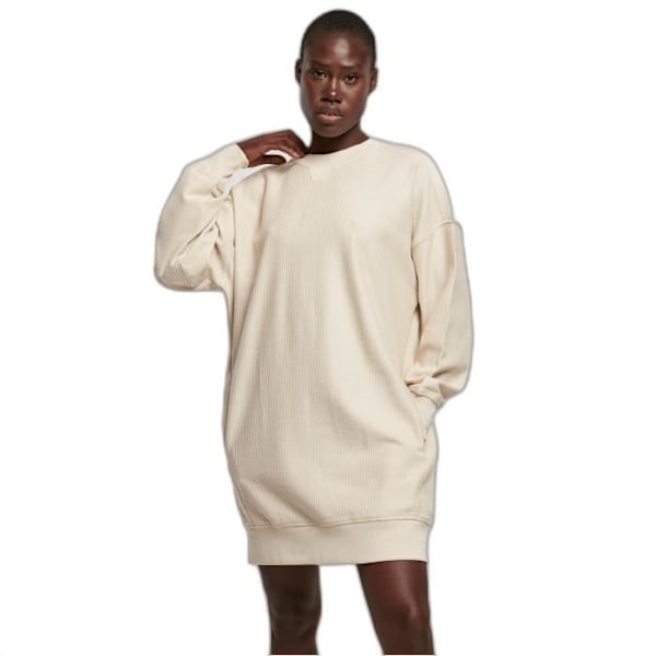 Urban Classics Dam Oversized Rib Crewneck Klänning - beige - XS Beige jag