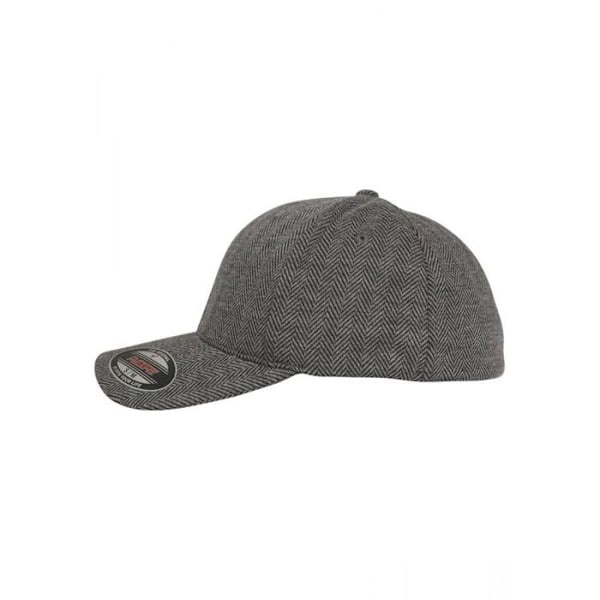 Lippis - Flexfit - Herringbone Melange - Musta - 80% Polyester - Unisex sort S / M