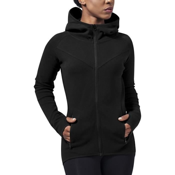 Hættetrøje - Urban Classics - ATHLETIC INTERLOCK - Sort - Dame - Lange ærmer sort L