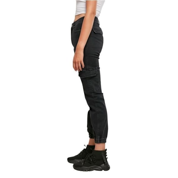 Cargo bukser dame - Urban Classics - Økologisk Stretch Denim - Sort - Løs pasform - Cargo lommer Svart 29