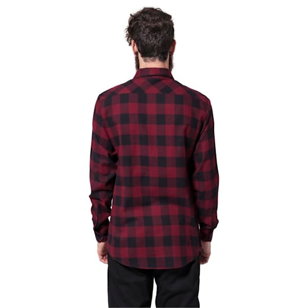 Skjorte - Urban Classic - Flannel - Sort/Bordeaux - Voksen - 100% Cotton svart/vinröd S