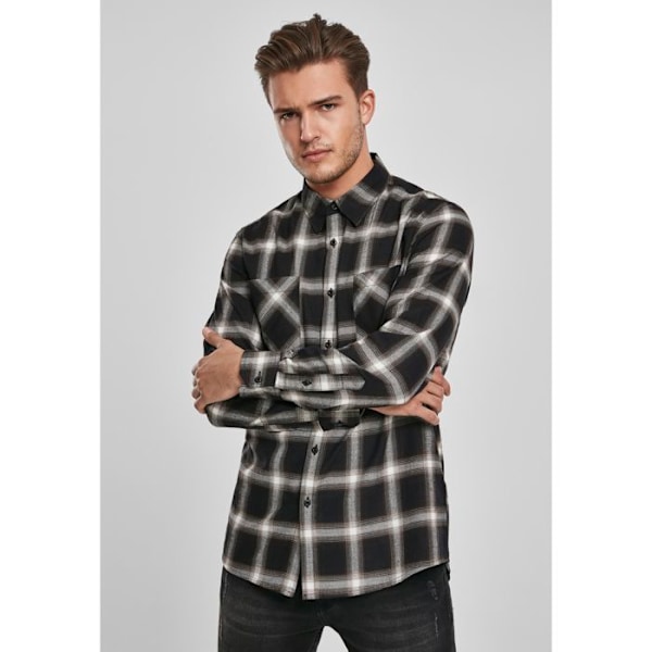Paita - Urban Classics - Ruudullinen FLANELL - 100% puuvillaa - Klassinen kaulus - Pitkät hihat Svart vit S