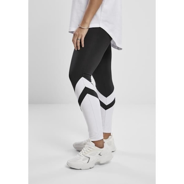 Naisten legginsit - Urban Classics - Arrow High Waist - Musta/Valkoinen - Suuret Koot Sort hvid XXXXXL