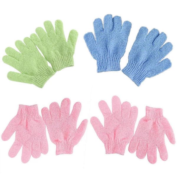 4 par dusch exfolierande badhandskar nylon duschhandskar kroppsskrubb exfolierare