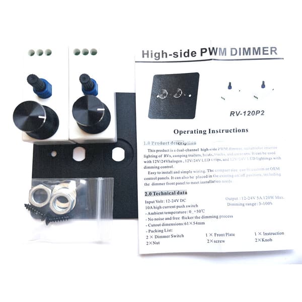 DC 12V-24V LED Dimmer Switch 2-vägs 120W Vägg Tryck På/Av Rotationskontroll Dimmer