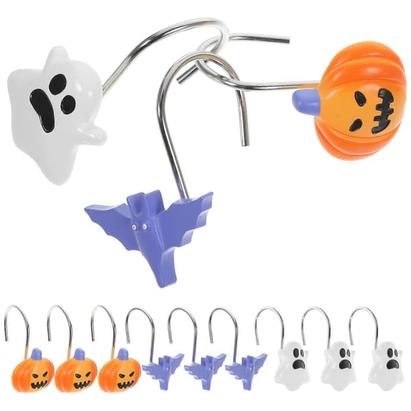12 st Halloween-tema Krokar Duschdraperikrokar Fladdermus Pumpa Spöke Duschdraperikrokar