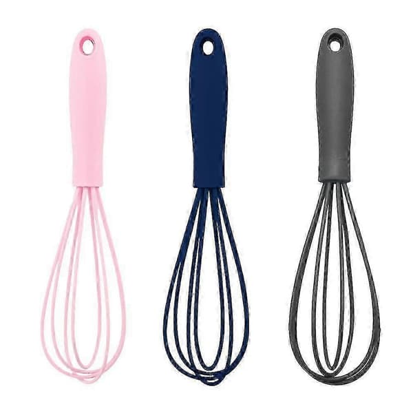 (Rosa * mörkblå * grå) 3 st Premium Färgglada Mini Vispar i Silikon för Köket - Mini Vispset Äggvisp för Omrörning av Matlagning.