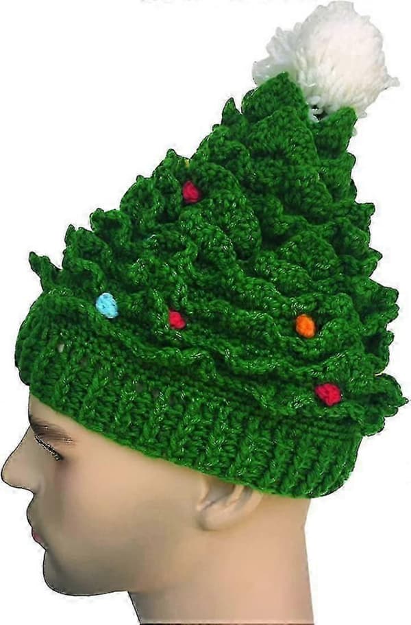 Julgran Handstickad Yllehatt Varm Hatt (Vuxenversion)