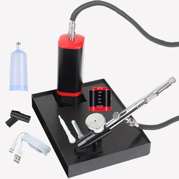 Dubbelverkande Extra Batteri Airbrush Kit med Kompressor Utbytbart Batteri Sladdlös Air Brush Set för Manikyr, Målning