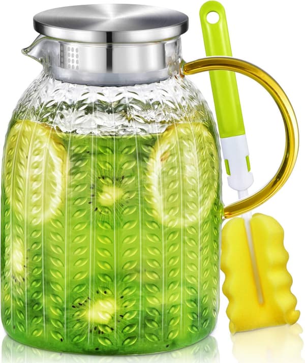 Vattenkaraff, glaskaraff, 1,8 liters glaskaraff med lock