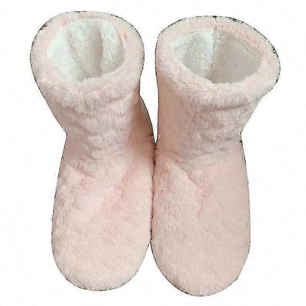 (rosa-35-37) Mysiga vintertofflor med sammetsfoder och halkfri sula