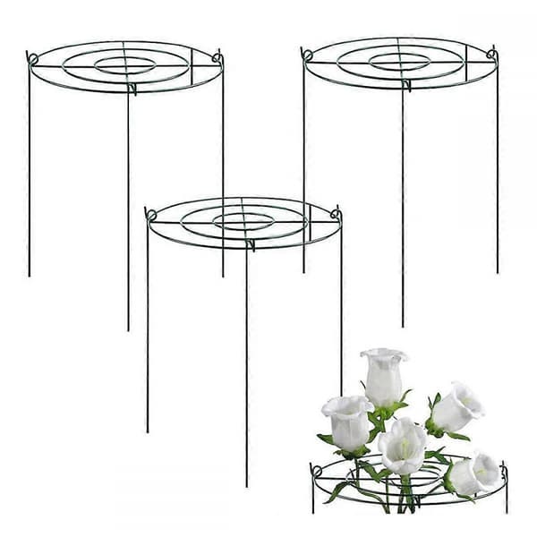 3 Set Pionstöd, Växtstöd med Ringar och 4 Ben, Växtstöd, Blomstöd