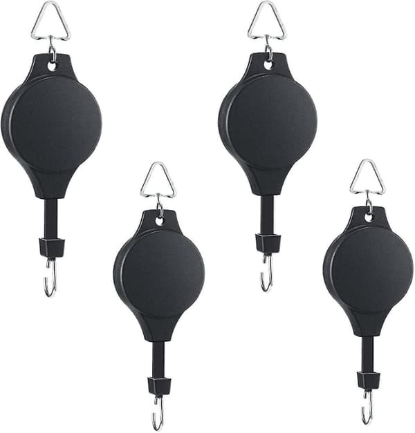 4-pack Växtrulle Infällbar Växtkrok Rulle Justerbar Växthängare Hängande Blomkorg för