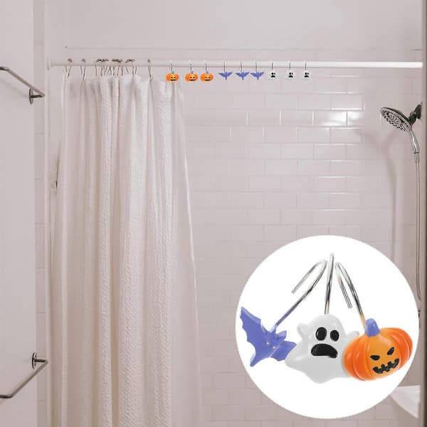 12 st Halloween-tema Krokar Duschdraperikrokar Fladdermus Pumpa Spöke Duschdraperikrokar