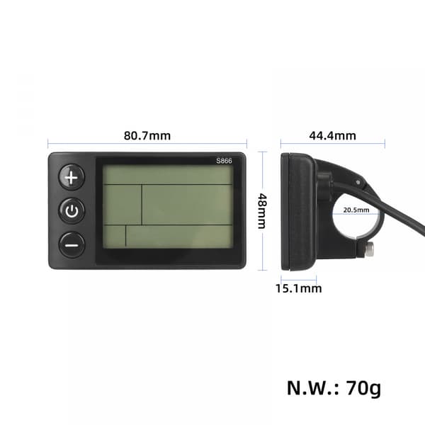 S866 Elektrisk Cykel LCD-Display E-Cykel Elektrisk Scooter Display Mätare Kontrollpanel med Vattentät