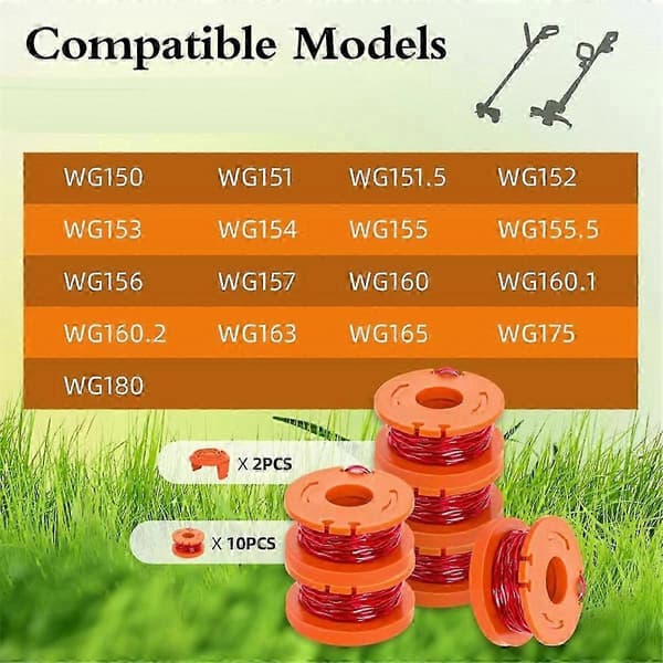 Trimmerspole Kompatibel med Worx, 12-pack WA0010 Kanttrimmer Spolar SZRH
