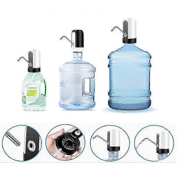 (Vit) Elektrisk vattenflaskpump Dispenser Trådlös Camping Dricksvattenkran