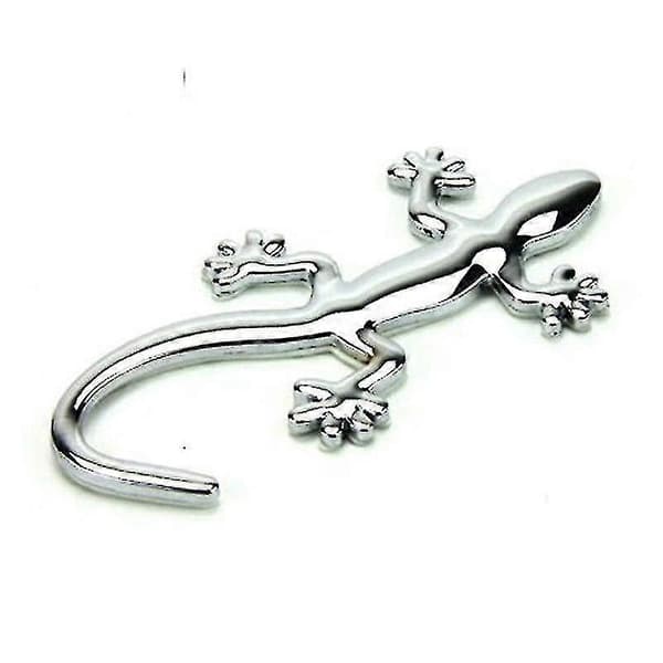 (Silver) 3D Ödla Gecko - Stansad Guld Silver Dekal Bumper Sticker