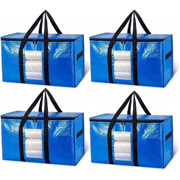 Flyttväskor Extra Stora Förvaringsväskor 4-pack, Klart Fönster & Förstärkta