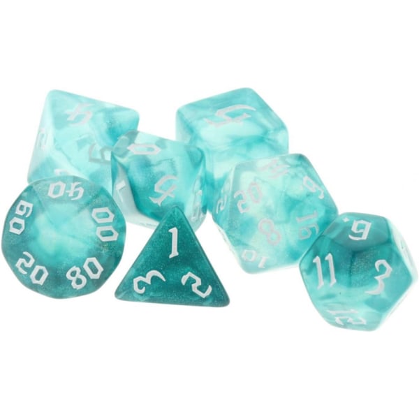 3x Set med 7 Polyedriska Tärningar Kompatibla med RPG - Inkluderar Blå Sammetspåse