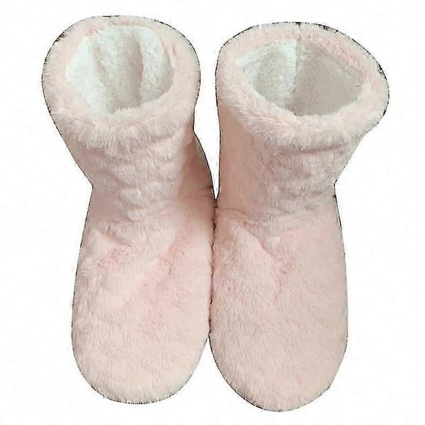 (rosa-38-40) Mysiga vintertofflor med sammetsfoder och halkfri sula