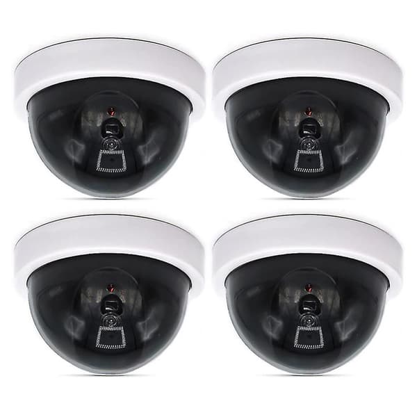 4 st Dummy Säkerhets CCTV Dome Kamera med Blinkande Röd LED Ljus Dekaler