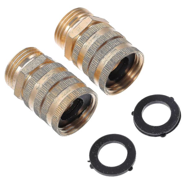 2 st Mässingsslangkoppling Kraftig 3/4\" Mässing Trädgårdsslang Dubbel Vridbar Adapter